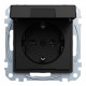 Механизм розетки SCHUKO с крышкой Merten System M, MEG2311-0403 (черный матовый)